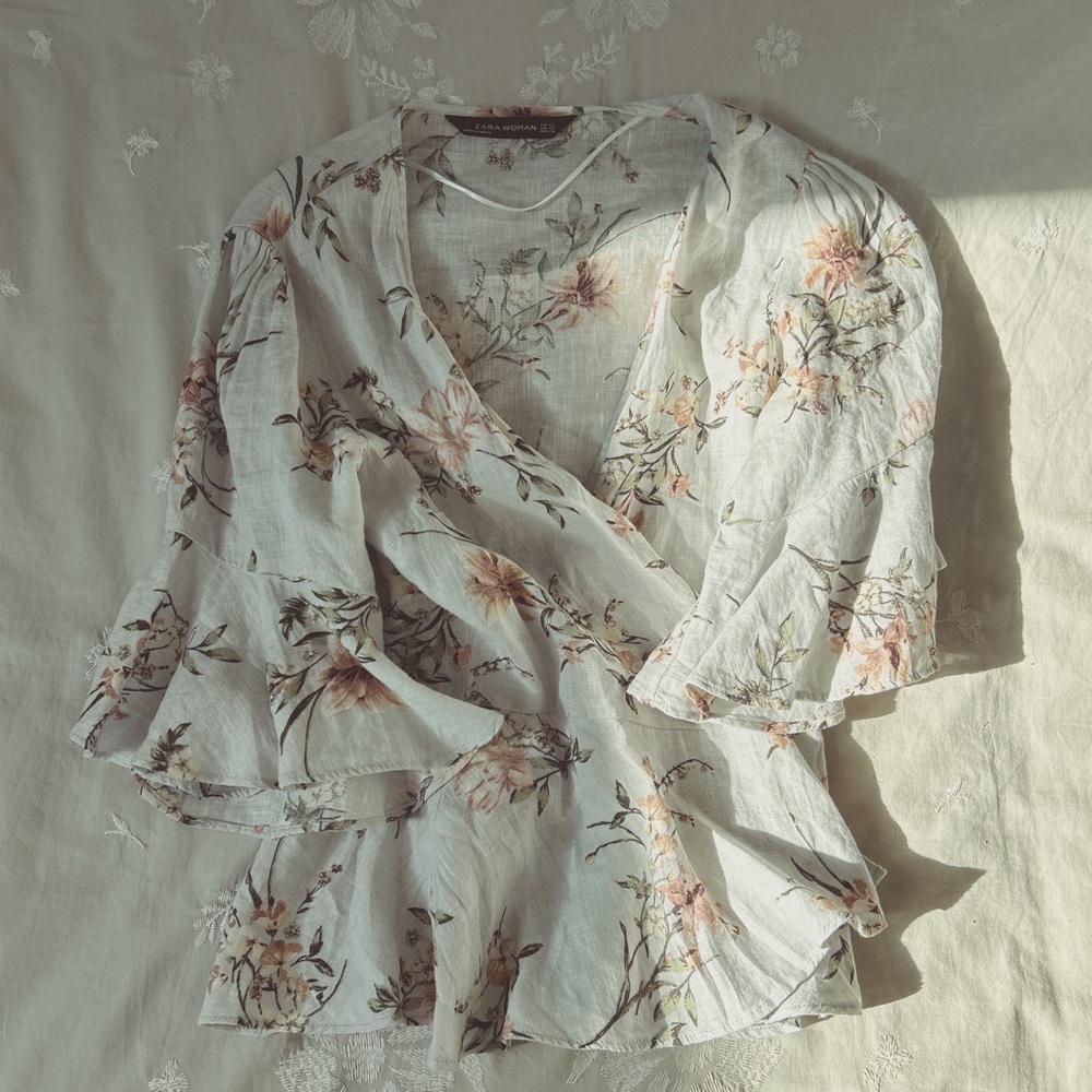 Zara Floral Wrap Blouse